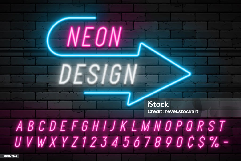 Neon light alphabet, realistic extra glowing font. Exclusive swatch color control. Neon light alphabet, realistic extra glowing font. Neon Lighting stock vector