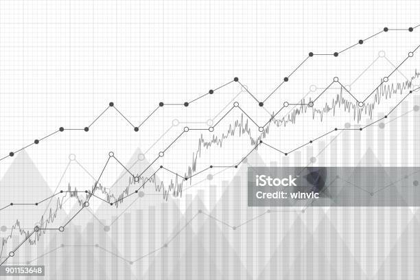 Financial Data Graph Chart Vector Illustration Growth Company Profit Economic Concept Trend Lines Columns Market Economy Information Background Stock Illustration - Download Image Now