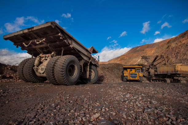 istock quarry dump trucks in the copper quarry 901163248