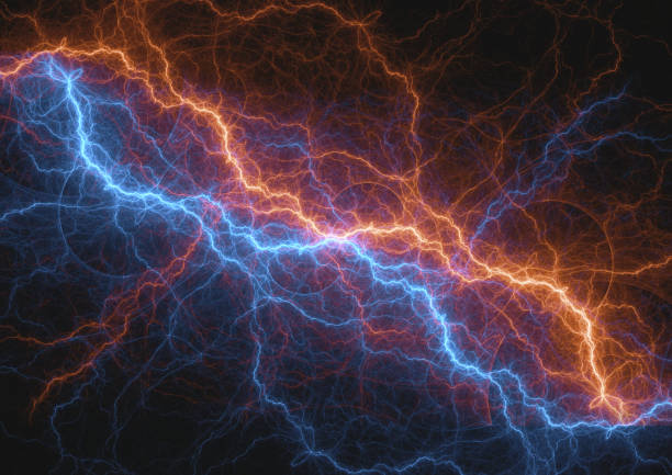 istock Fire and ice lightning bolt, Fractal energy background 901173410