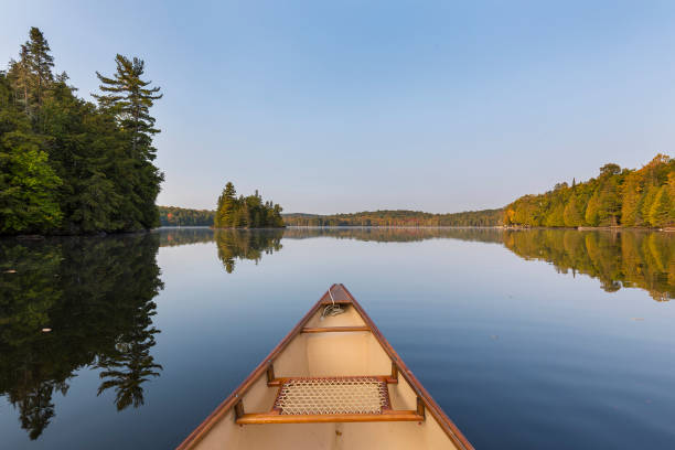 istock Canoe bow on a lake in late summer 901174090