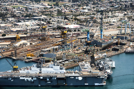 The Island of the USS Midway aircraft carrier in San Diego, California