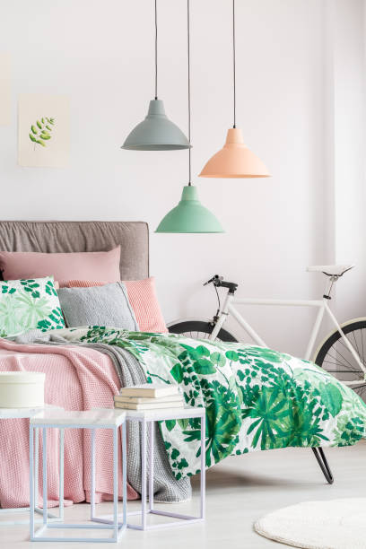 istock Modern bedroom with botanic motives 901178142