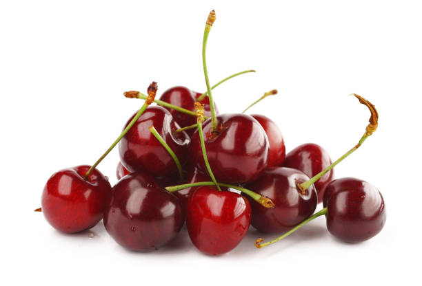 istock Cherry in a white plate on a white background 901178688
