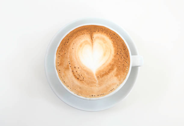 istock Top view Hot coffee cup on white  background of file with Clipping Path 901182170