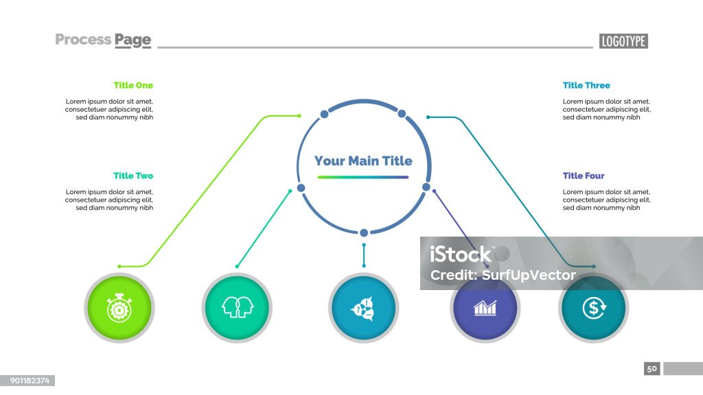 5 Column Flowchart Flowchart With Five Elements Template Stock Illustration - Download ...