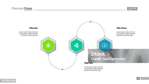 Three Step Process Visual Three Step Process Diagram Slide Template Stock Illustration - Download ...