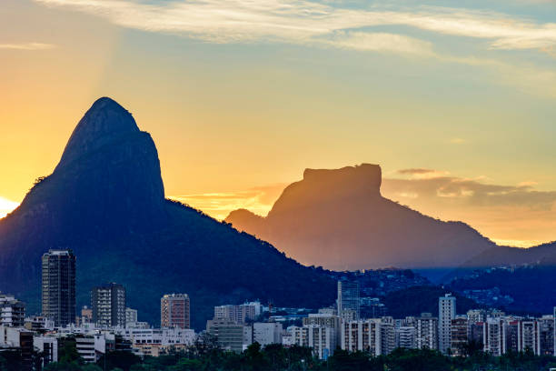 istock Leblon buildings and Rio de Janeiro hills at sunset 901186314