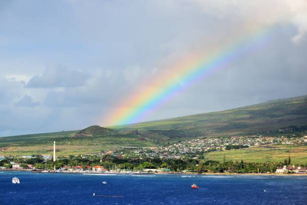 An afternoon rainbow appears to either come from or go to one of the volcanic vents on Maui and I was in the right place at the right time