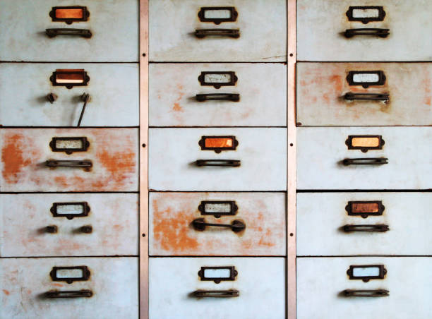 istock Old metal cabinet with drawers blue color with rusty. 901199418