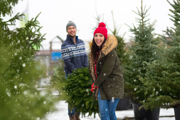 istock Couple buying Christmas tree 901203184