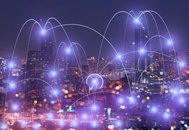 istock Business networking connection concept and Wi-Fi in city.Technology communication.Background blur building in the capital. 901206586