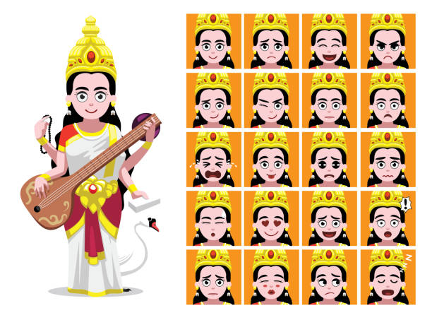 Dễ Thương Saraswati Cartoon Emotion Faces Vector Minh Họa Hình minh họa Sẵn  có - Tải xuống Hình ảnh Ngay bây giờ - iStock