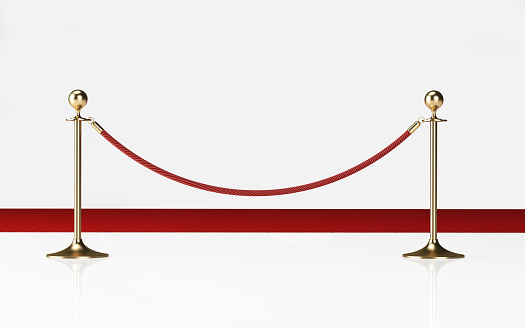 Velvet rope on white background. Horizontal composition. Clipping path is included.