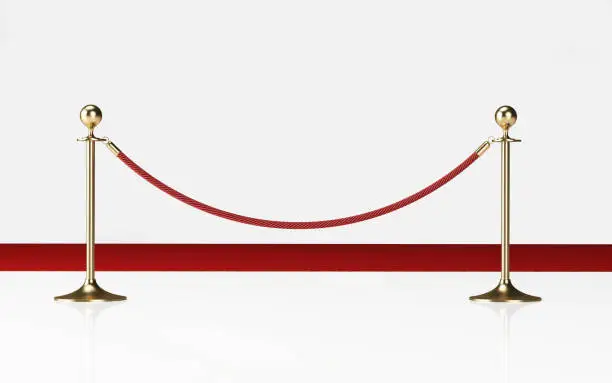 Velvet rope on white background. Horizontal composition. Clipping path is included.