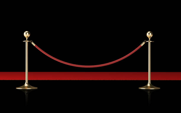 Velvet Rope With VIP Sign On Black Background Velvet rope with VIP sign on black background. Horizontal composition. Clipping path is included. roped off stock pictures, royalty-free photos & images
