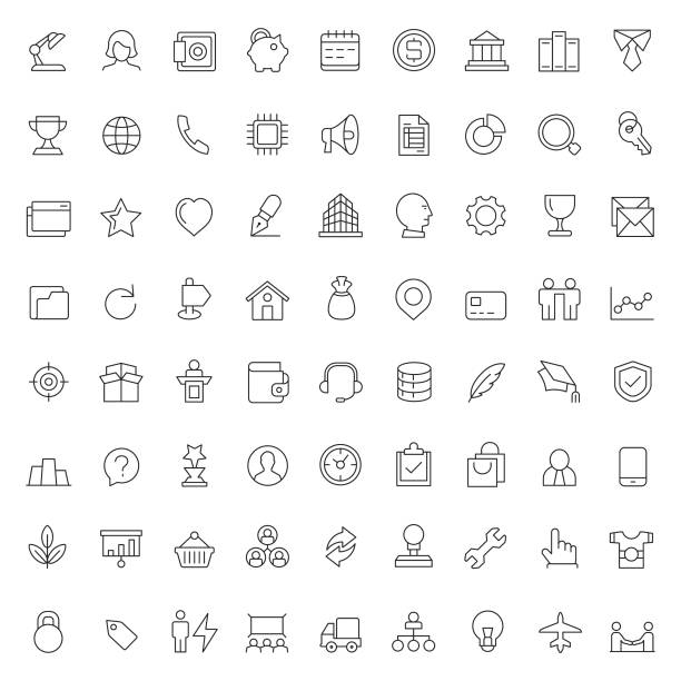 Business and finance icon set Business and finance icon set conceptual symbol stock illustrations