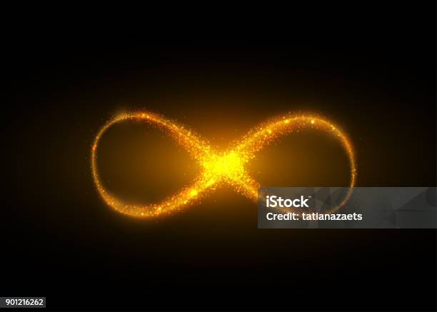 Unendlichkeit Symbol Hintergrund Leichtes Gelb Gold Neon Unendlich Ewigkeit Konzept Stock Vektor Art und mehr Bilder von Unendlichkeit