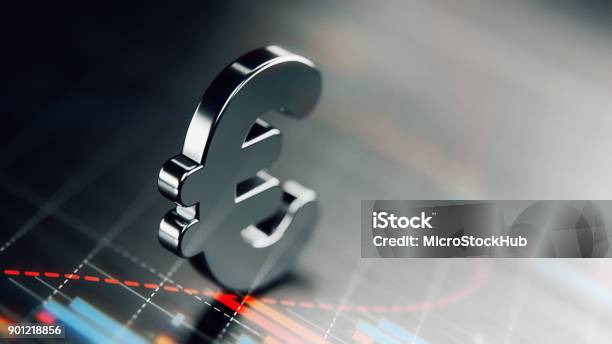 Símbolo De Moneda Euro Con Elementos Gráficos Financieros Sobre Fondo Oscuro Foto de stock y más banco de imágenes de Moneda de la Unión Europea