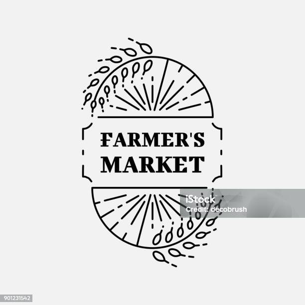 Farmers Market And Wheat Field Agriculture And Organic Farm Thin Line Icon Isolated And Easy To Edit Business Identity Element Vector Illustration Stock Illustration - Download Image Now