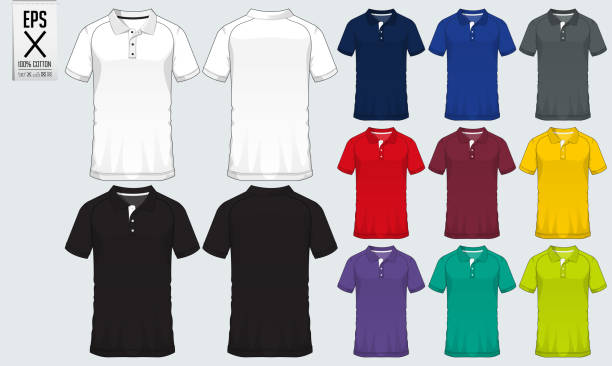 szablon sportowy koszulki polo do koszulki piłkarskiej, zestawu piłkarskiego lub klubu sportowego. sportowy mundur z przodu i z tyłu. t-shirt makieta dla klubu sportowego. wektor. - sports uniform soccer rear view t shirt stock illustrations