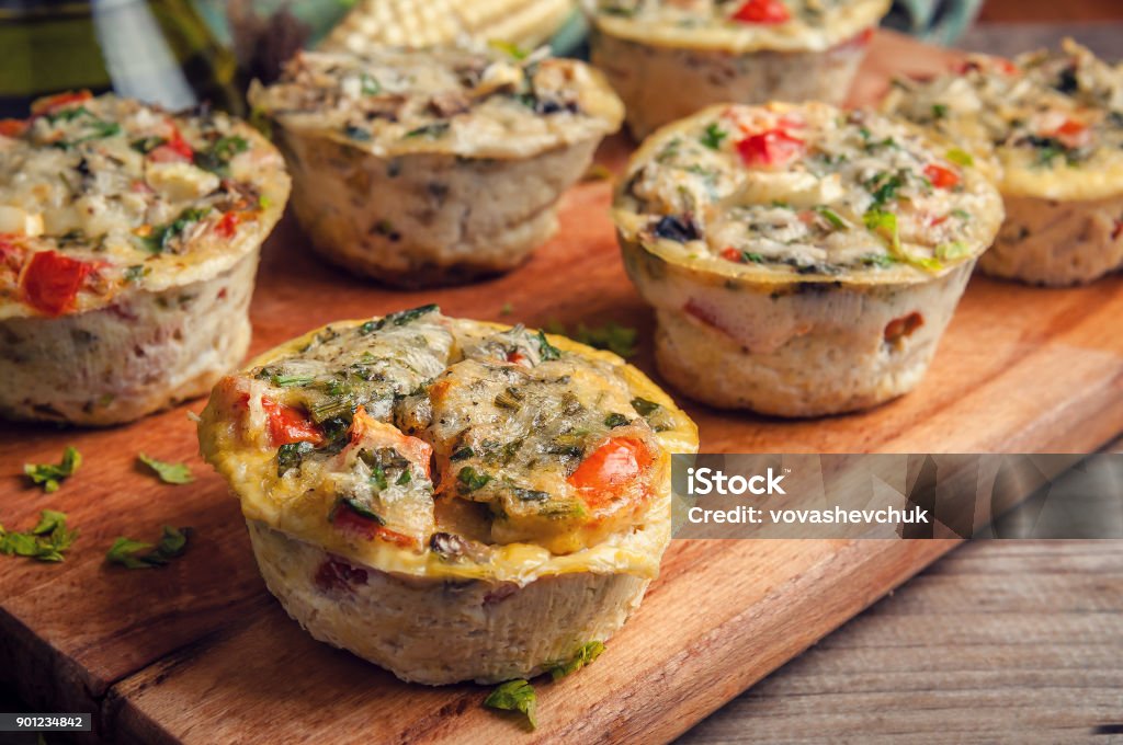 number of vegetable muffins number of delicious egg vegetable muffins Muffin Stock Photo