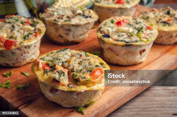 Number Of Vegetable Muffins Stock Photo - Download Image Now - Muffin, Vegetable, Egg - Food