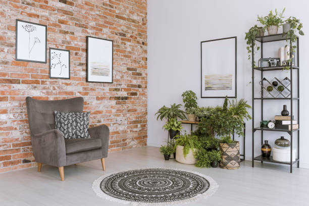 istock Living room with grey armchair 901235276