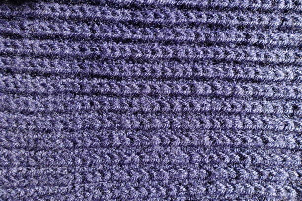Texture of purple handmade rib knit fabric