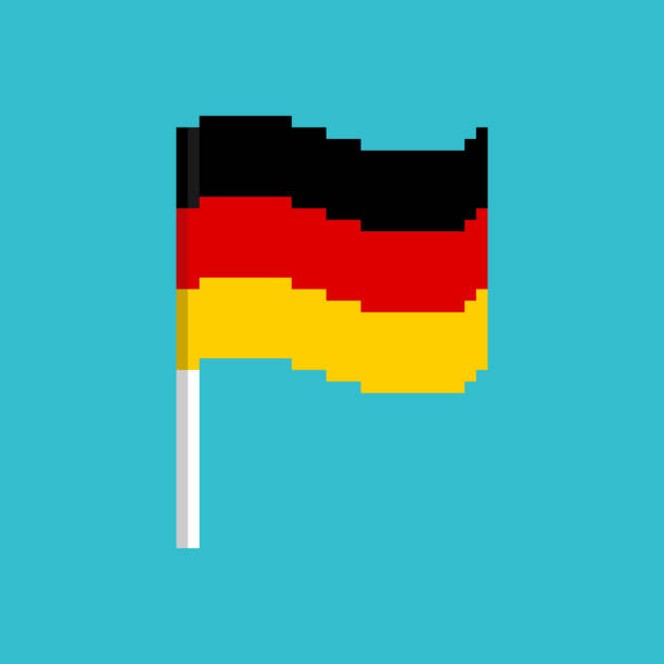 ilustrações de stock, clip art, desenhos animados e ícones de pixel flag germany. pixelated banner german. political bit icon. vector illustration - german flag