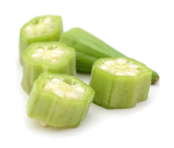 istock Young okra isolated on the white background 901240800
