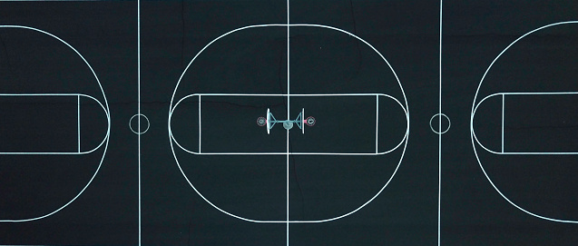 Drone view of basketball court