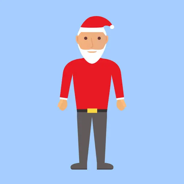 Vector illustration of The man with a white beard. The person in Santa Claus's suit for Christmas.