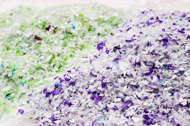 istock Recycled plastic bottles. Polymeric pellets.  Polymer beads. Polyethylene granules. 901258388