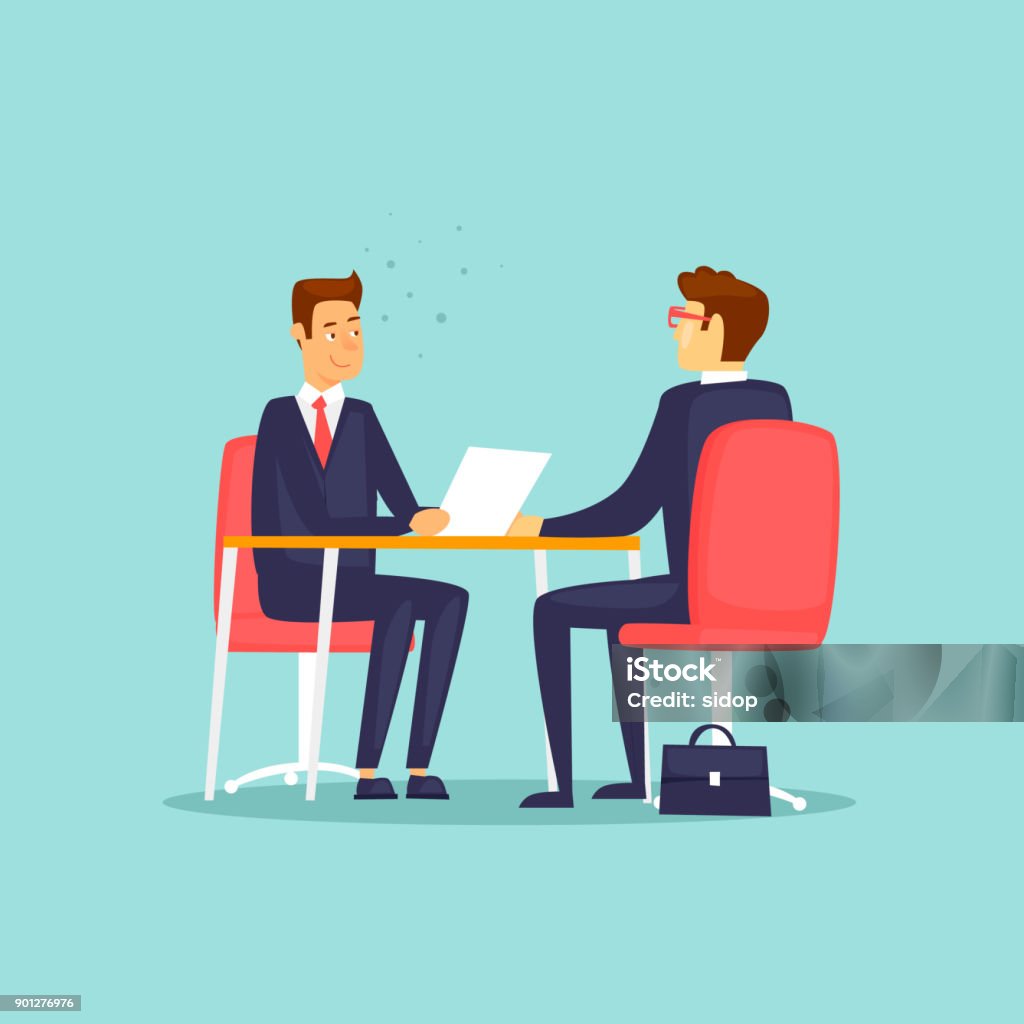 Interviewing, job search. Flat design vector illustration. Interview - Event stock vector