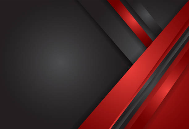 istock Red and Black abstract layer geometric background  for card, annual business report, poster template 901280736