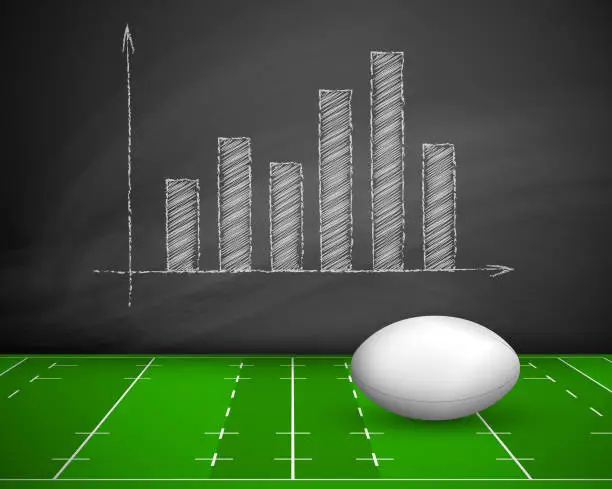 Vector illustration of Rugby ball on a field