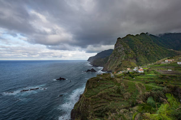 steep north coastline at madeira island in portugal.