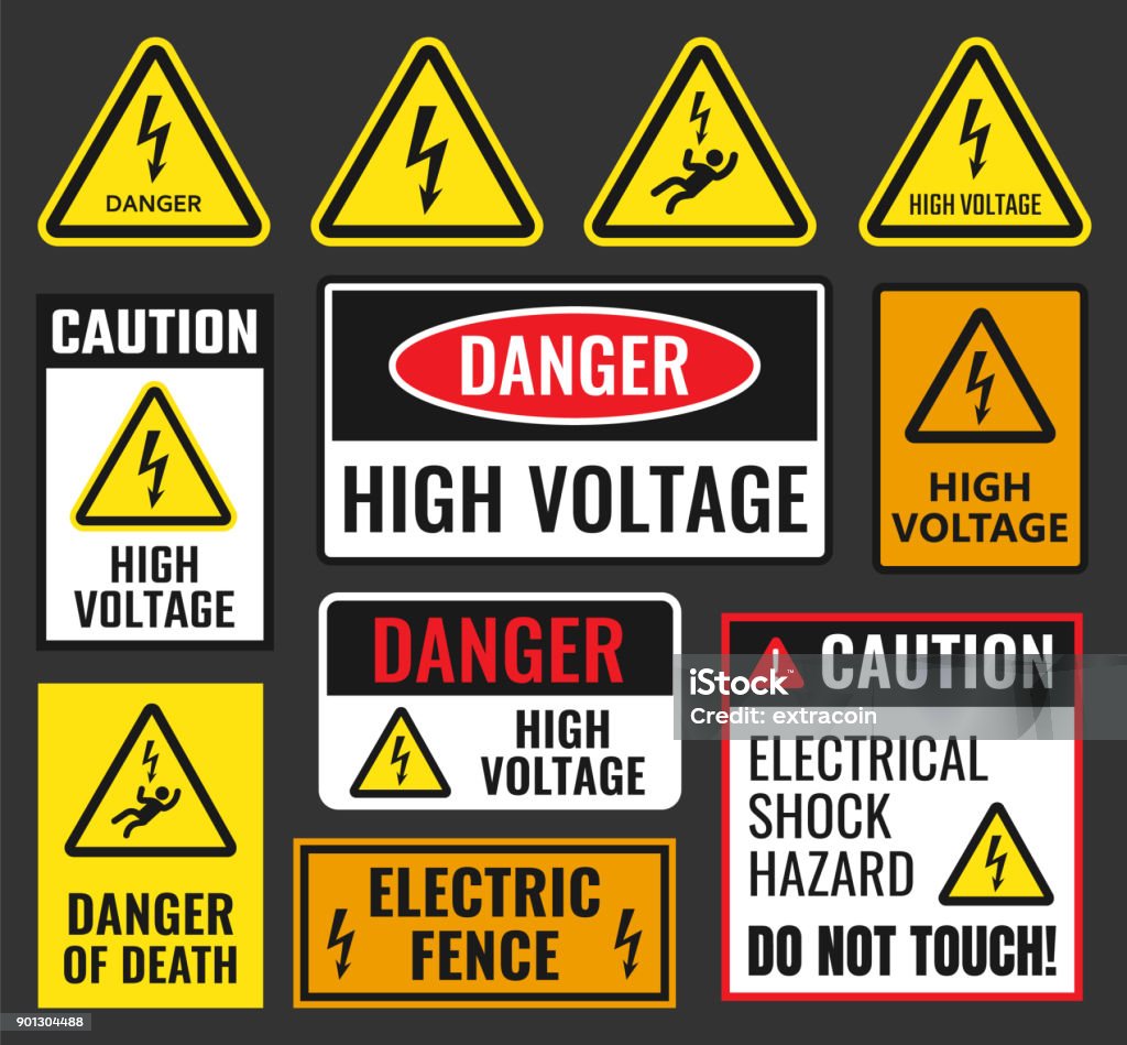 Gefahr high voltage Beschilderung - Lizenzfrei Achtung Hochspannung Vektorgrafik