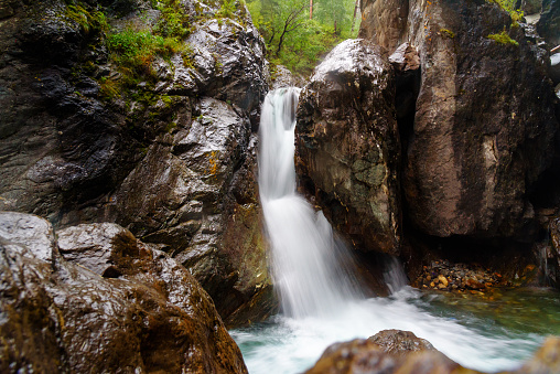 First waterfall on Kyngyrga River. There are 12 waterfalls. Arshan. Buryatia. Russia