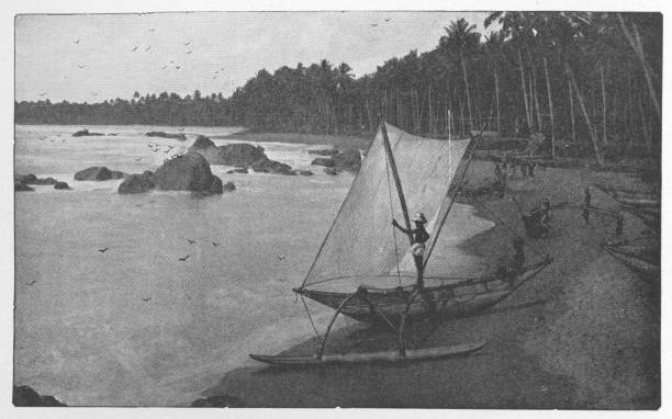 istock Boats on the Coast of British Ceylon - British Era 901308230
