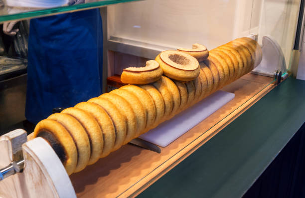Baumkuchen or Tree Cake, German Layered Spit Cake on Pole For Sale