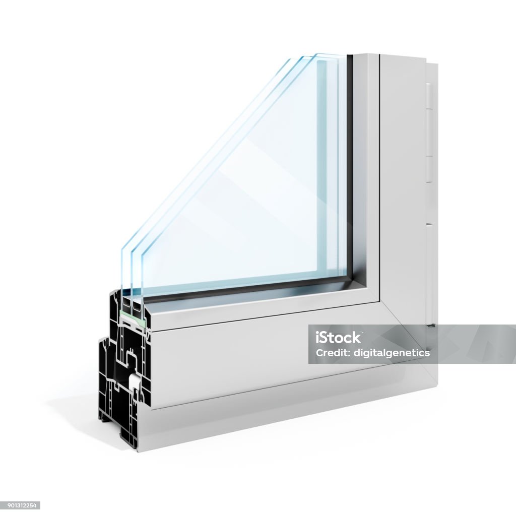 Window Frame 3d Section 3d Detailed Window Frame Profile Section On White Background Stock ...