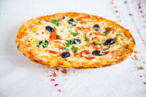Mediterranean oriental pizza - thin and crispy baked