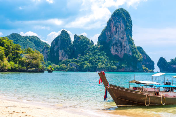istock Long tail boat tropical beach, Krabi, Thailand 901318848
