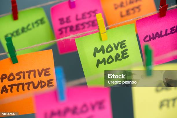 Notes Concept For Motivation For Move More To Stay Healthy Or Lose Weight Stock Photo - Download Image Now