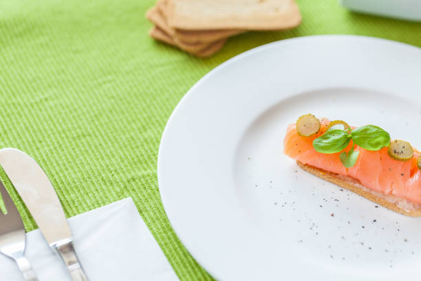 istock Smoked salmon on toasted bread 901326470