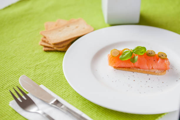 istock Smoked salmon on toasted bread 901326508