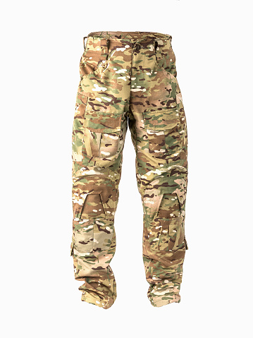 Chest pants for outdated activities. Camouflage pants
