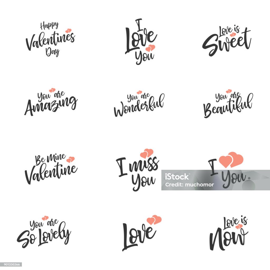 Vector illustration of valentines day typography lettering symbol set. Design can be used to for greeting card, flyer, invitation, poster, brochure, banner calendar, brochure, presentation. Abstract stock vector